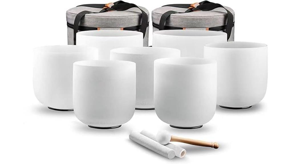 seven crystal singing bowls