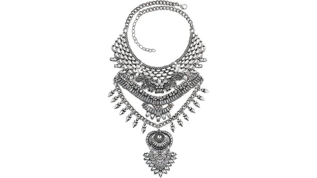 silver boho tassel necklace