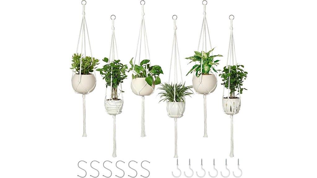 six pack macrame plant hangers