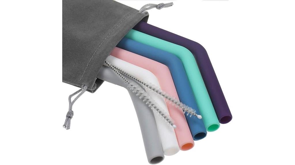 six silicone straw set