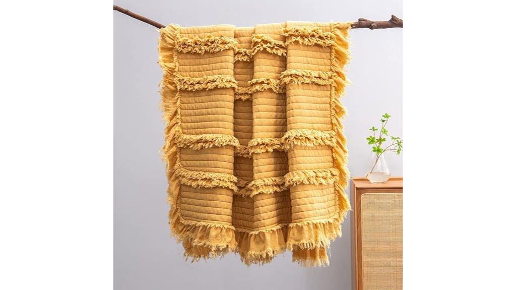 soft quilted fringe blanket