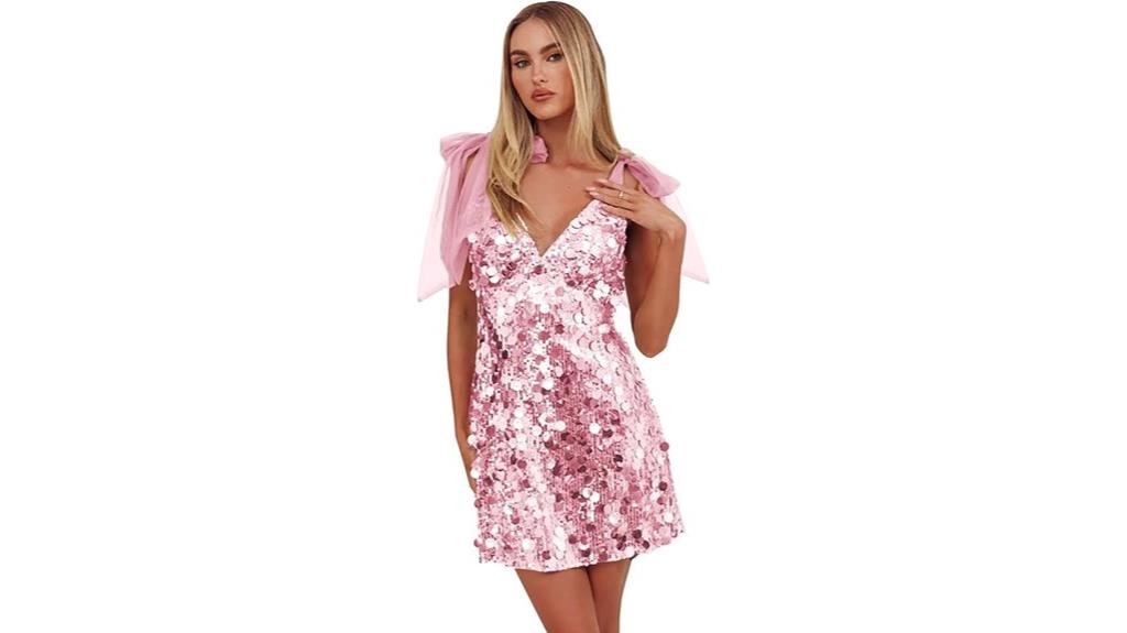 sparkly v neck mini dress