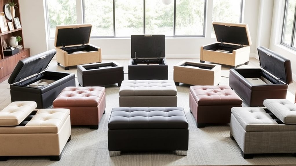 stylish multi functional storage ottomans