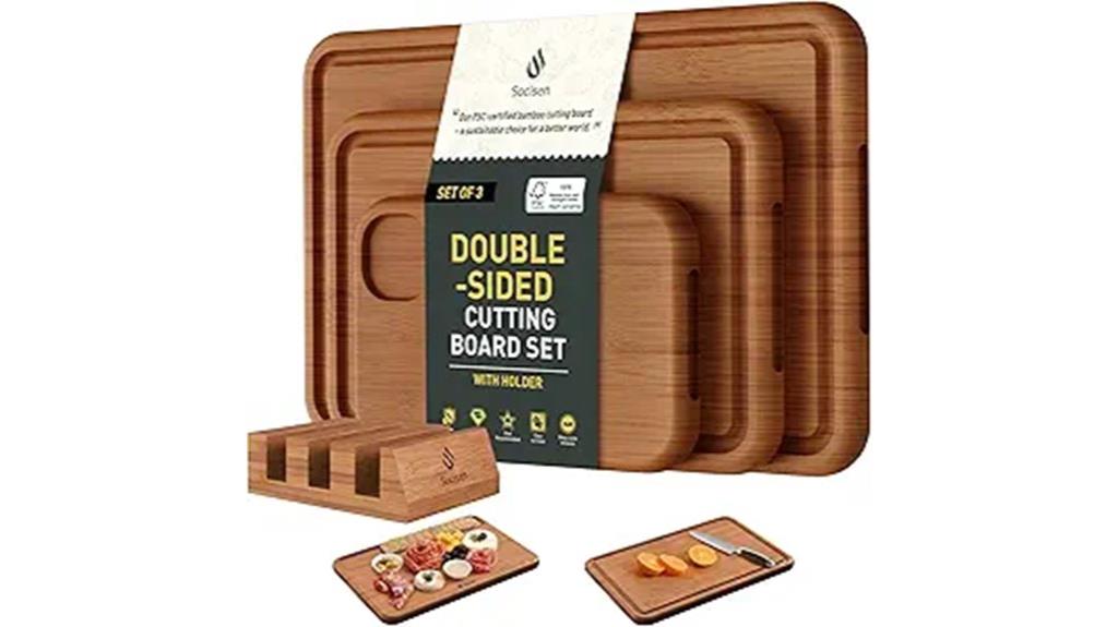 three bamboo cutting boards