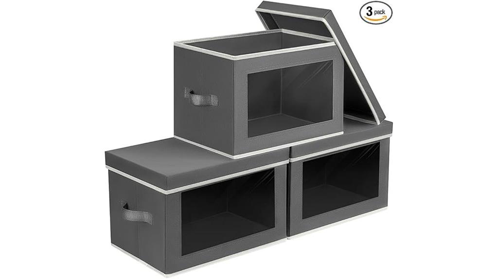 three lid storage bins