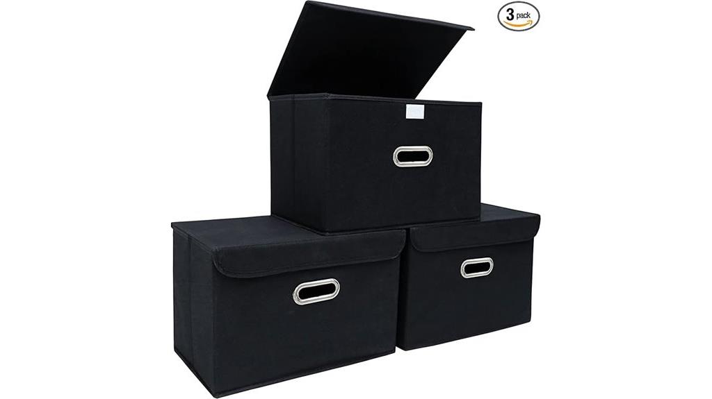 three piece fabric storage bins