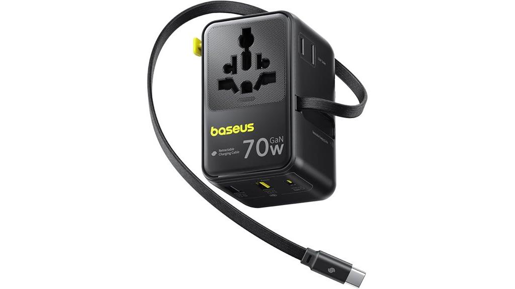 universal travel adapter with retractable cable