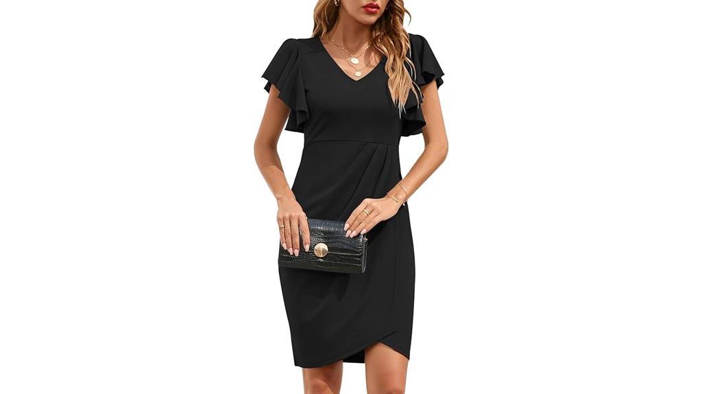 v neck ruffle sleeve dress