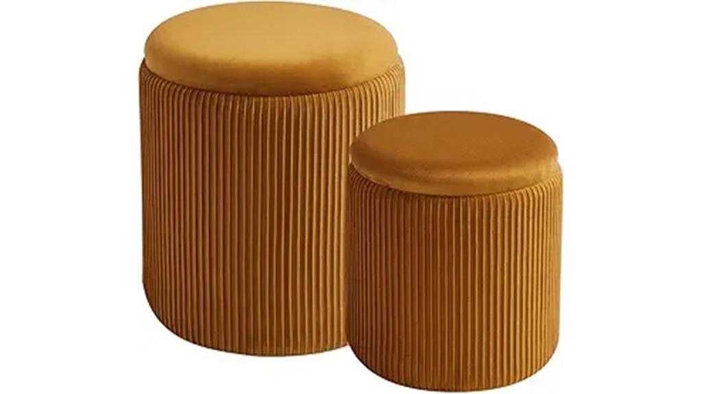 velvet ottoman footstools pair