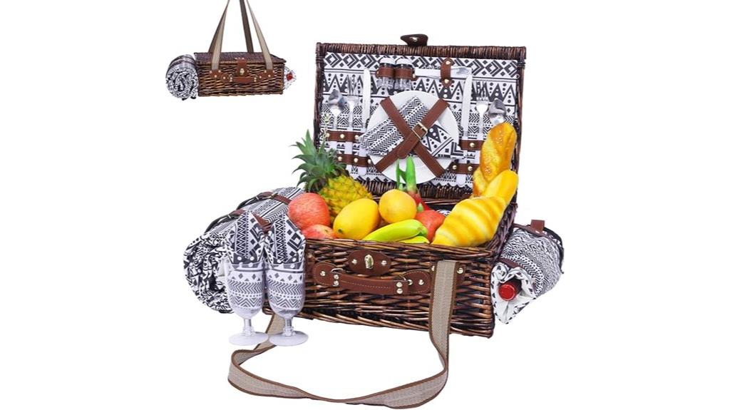 wicker picnic basket set