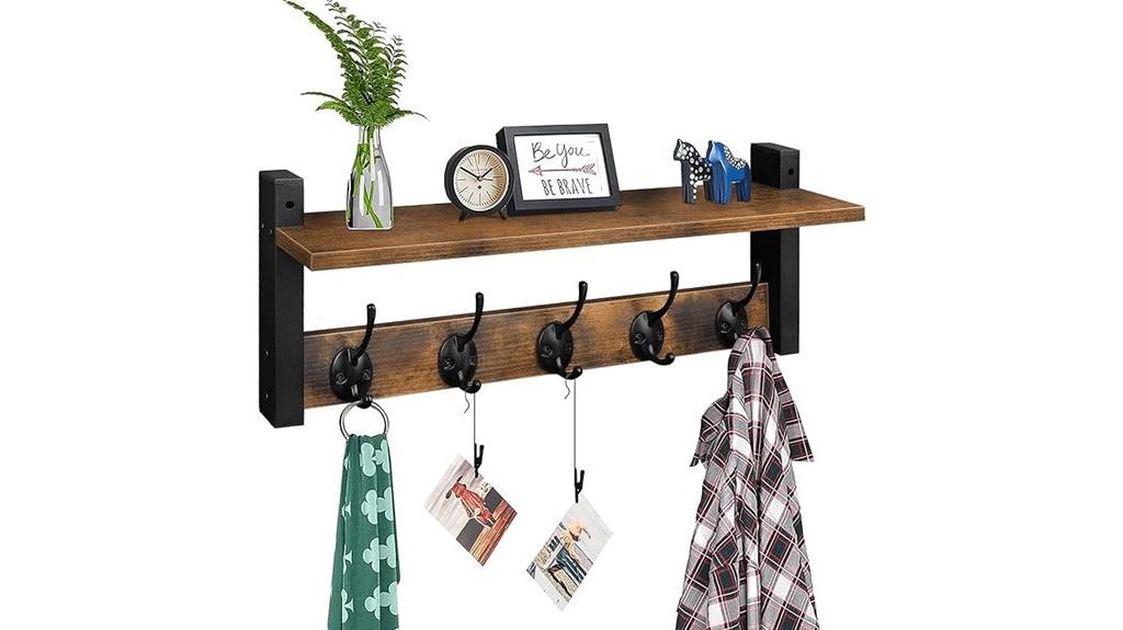 wood shelf with hooks
