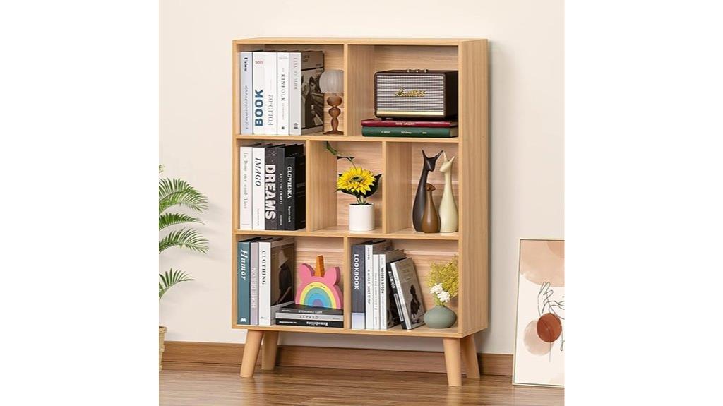 wooden 7 cube book shelf