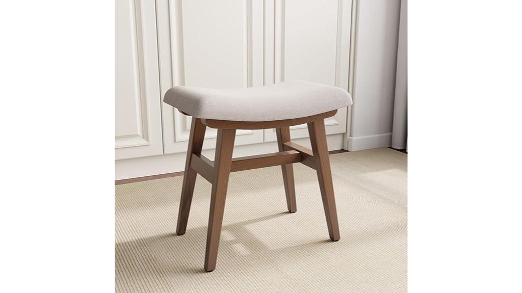 wooden linen vanity stool