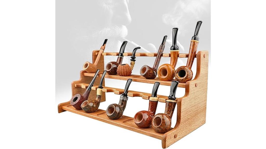 wooden pipe display stand