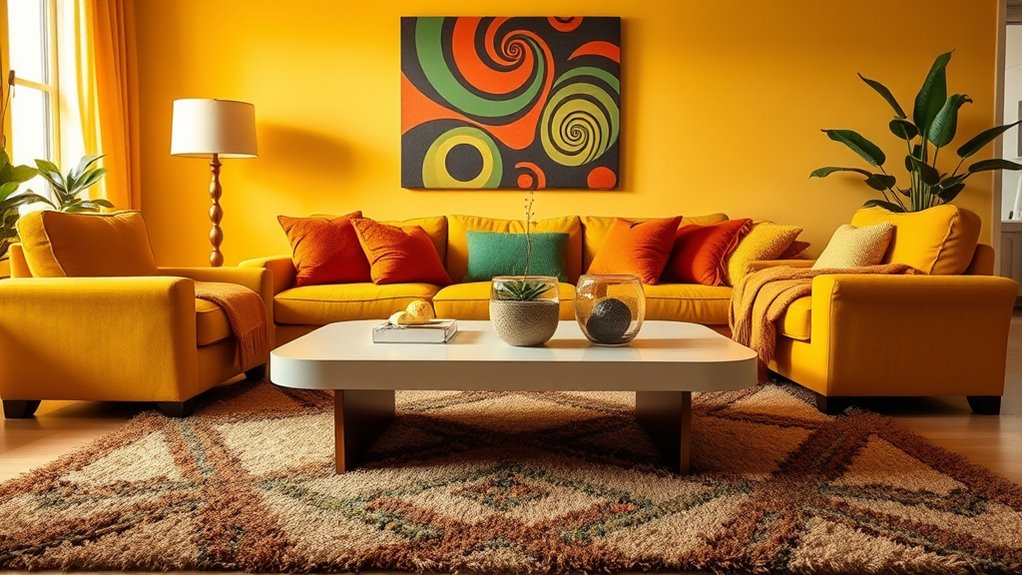 retro color accents and textures