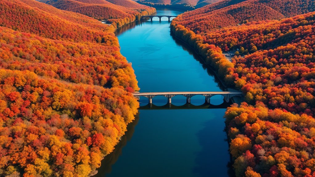 vibrant fall river views